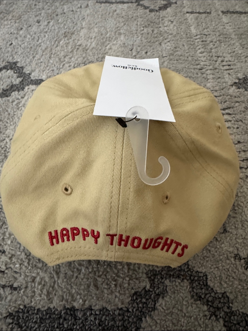 Beige Cotton Baseball Cap with Red Heart Embroidery - Picture 2 of 4